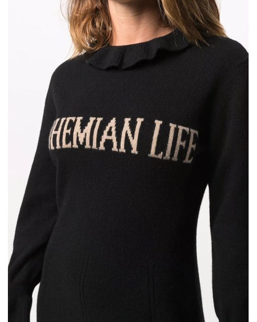 Alberta Ferretti Black Bohemian Life Intarsia-Knit Dress