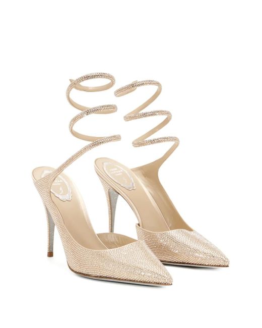 Rene Caovilla Metallic 80Mm Crystal-Embellished Spiral-Strap Pumps