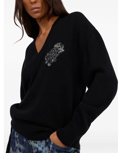 Pull À Col V Roberto Cavalli en coloris Black