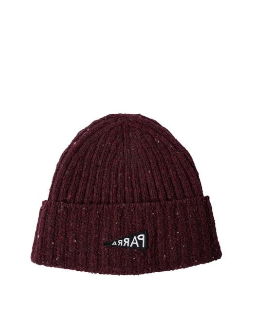 by Parra Red Reverse Flag Knitted Beanie for men