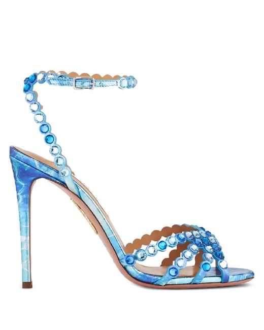 Aquazzura Blue 105Mm Tequila Crystal-Embellished Stiletto Sandals