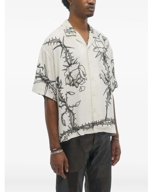 DOMREBEL Gray Camp Graphic-Print Short-Sleeve Shirt for men