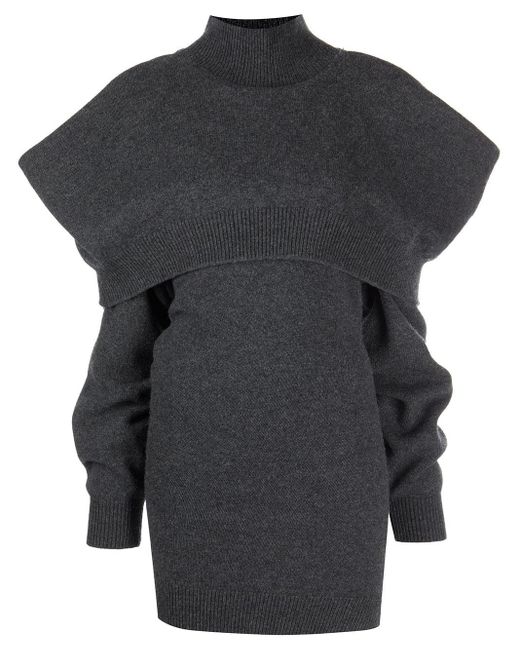 Alexander Wang Gray Knitted Cold-shoulder Mini Dress