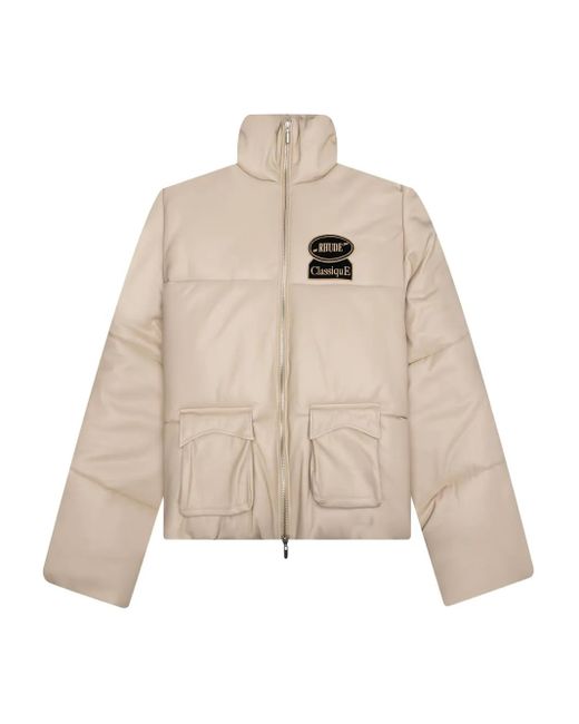 Rhude Natural Embroidered Puffer Jacket for men
