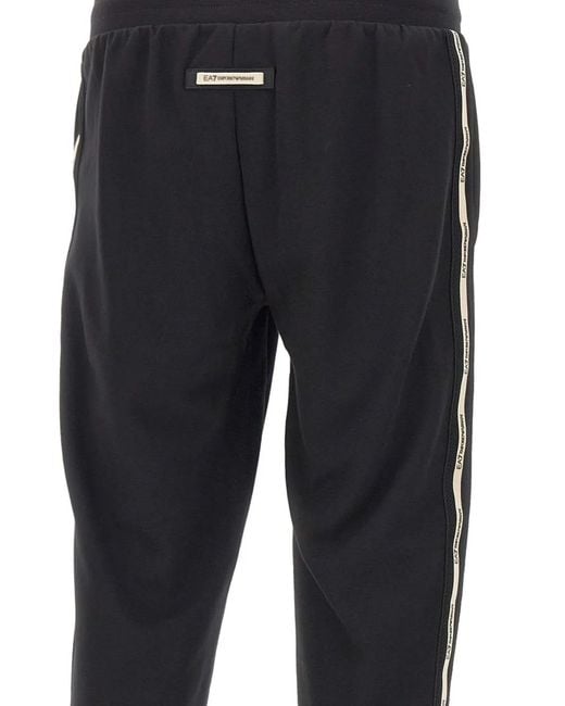 EA7 Blue Logo-Tape Track Pants for men