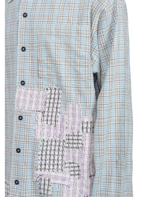 STORY mfg. Gray Patchwork Plaid Shirt for men