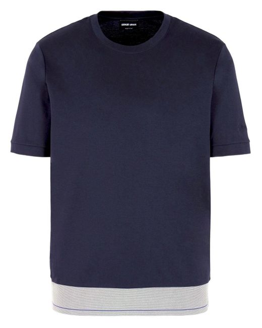 T-shirt en coton à manches courtes Giorgio Armani pour homme en coloris Blue