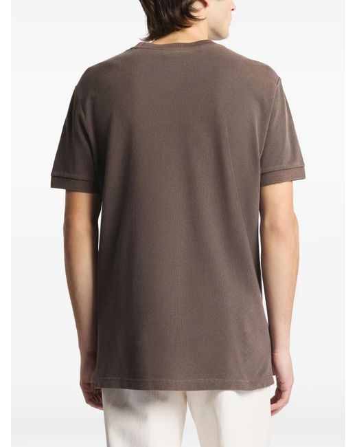 Fay Brown Piquet Crewneck T-Shirt for men