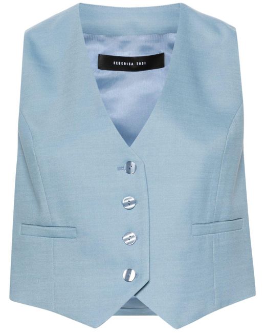 FEDERICA TOSI Blue Single-breasted Tailored Waistcoat