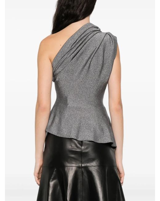 Khaite Gray One-Shoulder Ruffled Top