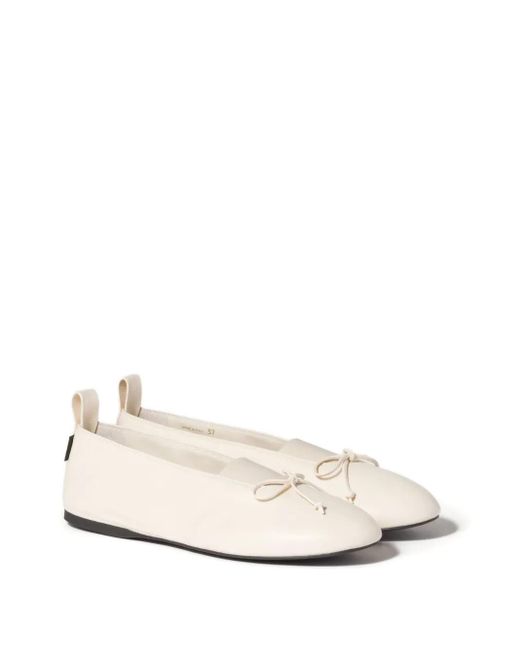 Miu Miu Natural Bow-Detail Ballet Flats