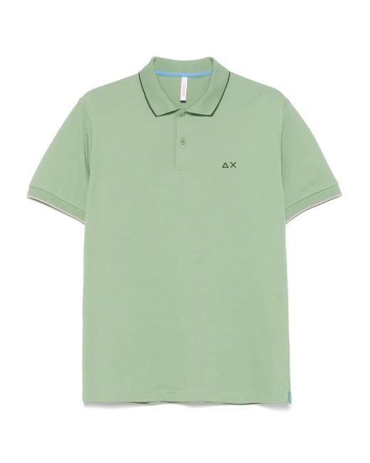 Sun 68 Green Cotton Polo Shirt for men