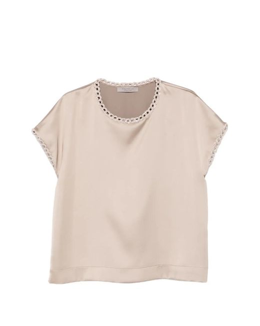 D.exterior Natural Round-Neck Blouse
