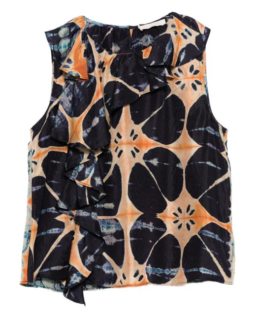 Ulla Johnson Blue Seidenbluse mit Blumen-Print