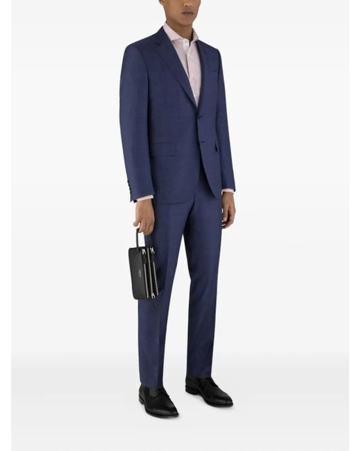 Canali Blue Two-Button Flap-Pocket Suit for men