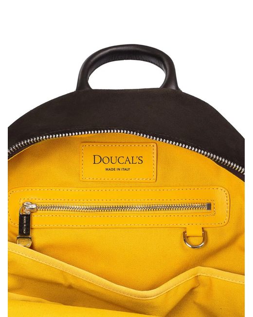Doucal's Black Top-Handle Leather Backpack for men