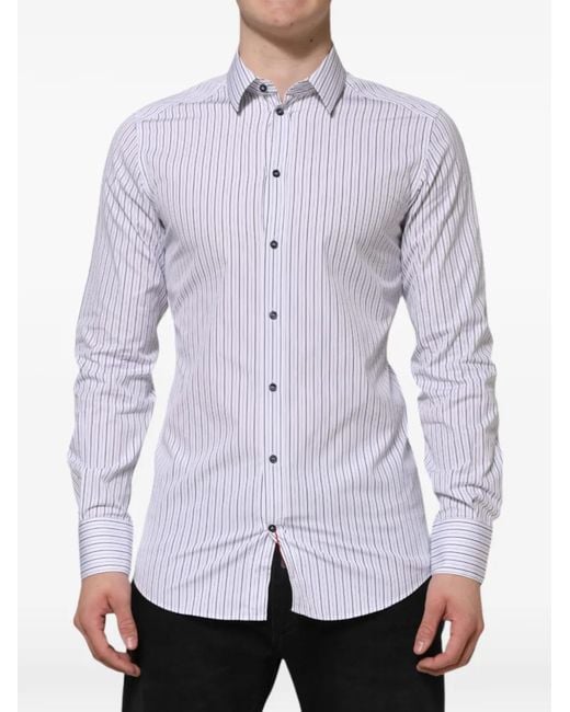 Dolce & Gabbana Purple Striped Cotton Formal Shirt And for men