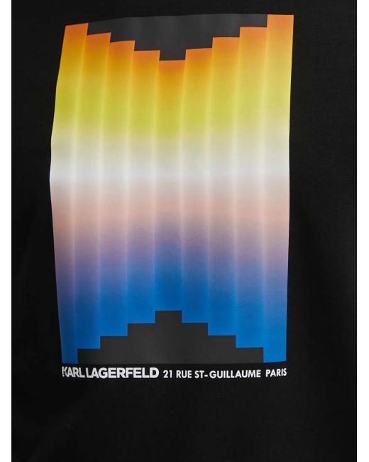 Karl Lagerfeld Black Graphic-Print T-Shirt for men