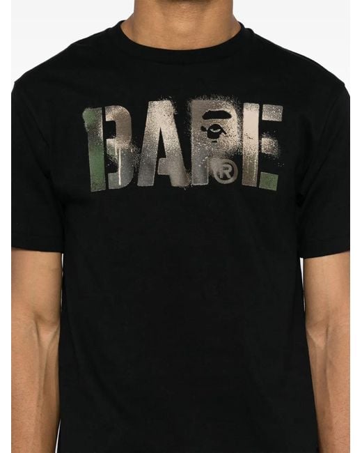 A Bathing Ape Black Printed T-Shirt for men
