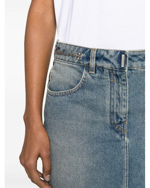Minijupe en jean à détail de chaine Givenchy en coloris Blue