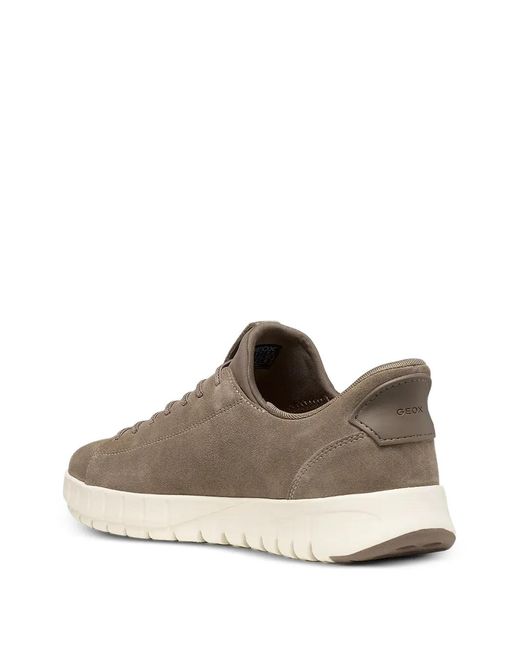 Geox Brown Suede Panelled Sneakers for men