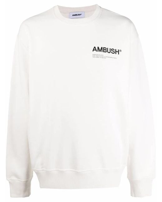 Ambush White Fleece Workshop Sweatshirt With Print for men