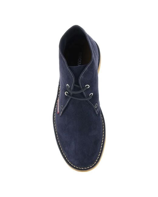DSquared² Blue Contrast-Stitching Oxford Shoes for men