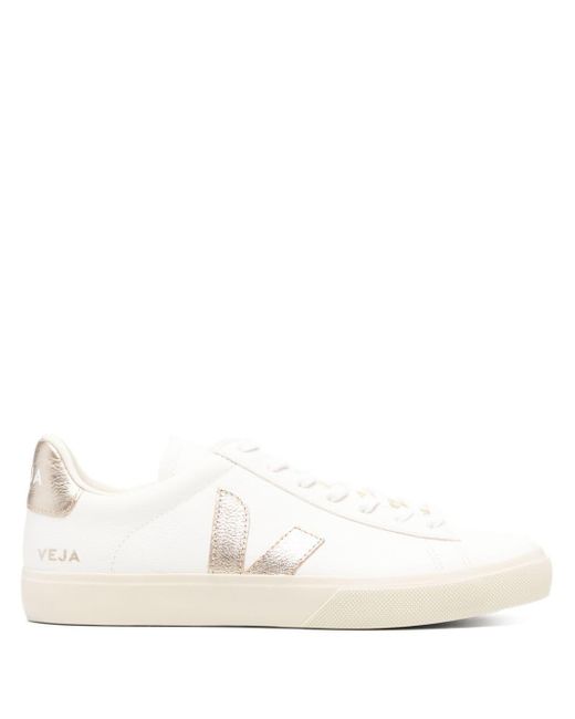 Veja White Campo Grained Leather Sneakers for men