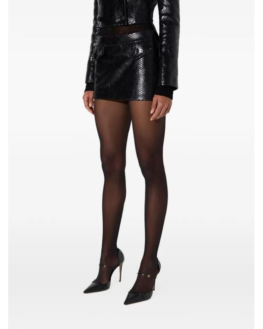 Elisabetta Franchi Black Miniskirt With Fish Scale Pattern