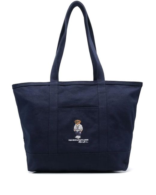 メンズ Polo Ralph Lauren Polo Bear キャンバス ハンドバッグ Blue