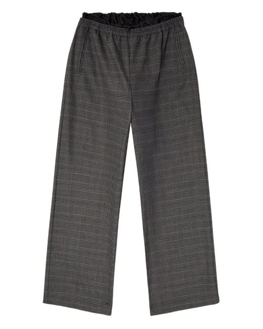 DIESEL Gray Elastic-Waist Checked Straight Trousers