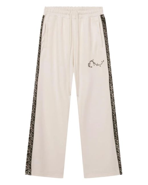 ROUGH White Lace-Insert Side-Stripe Track Pants