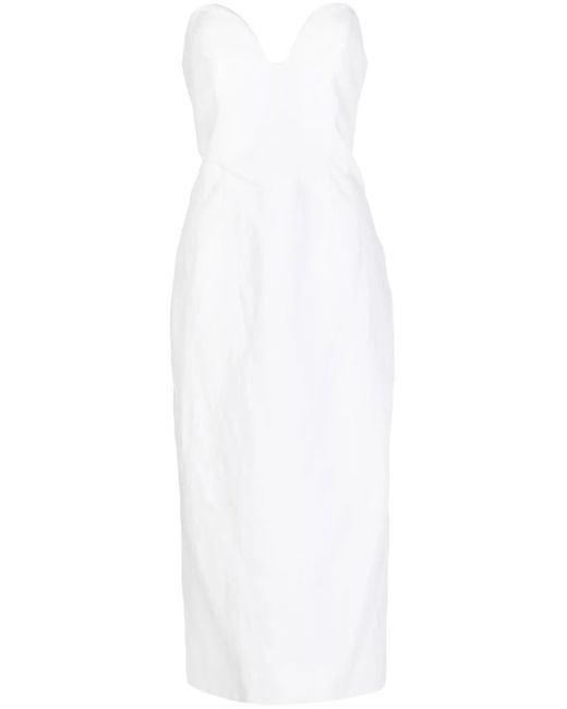 Mara Hoffman White Isla Strapless Midi Dress