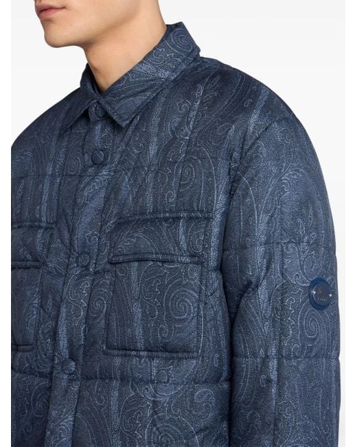 Etro Blue Quilted Overshirt for men