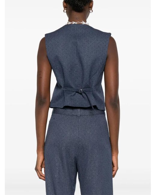 Maje Blue Top Mit Nadelstreifen