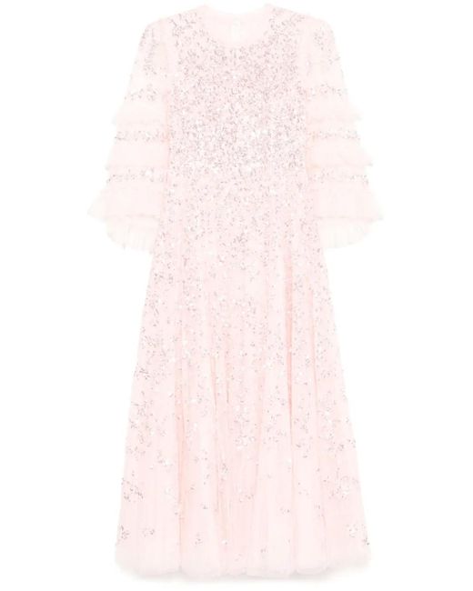 Vestido de fiesta con encaje floral Needle & Thread de color Pink