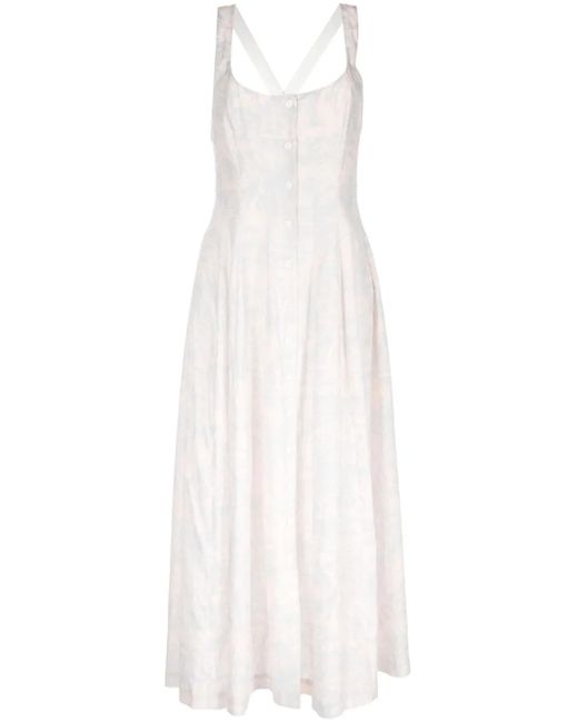 Philosophy Di Lorenzo Serafini White Abstract-Print Fluted Dress