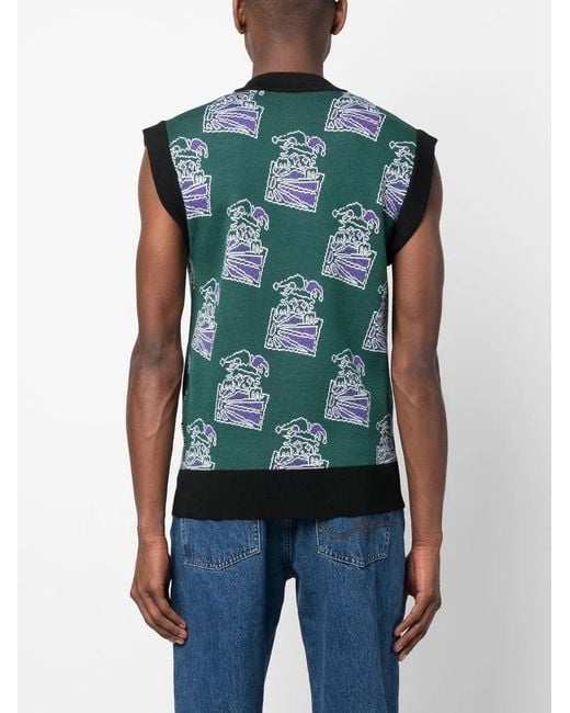 Rassvet (PACCBET) Green Clown-Intarsia Knitted Vest for men
