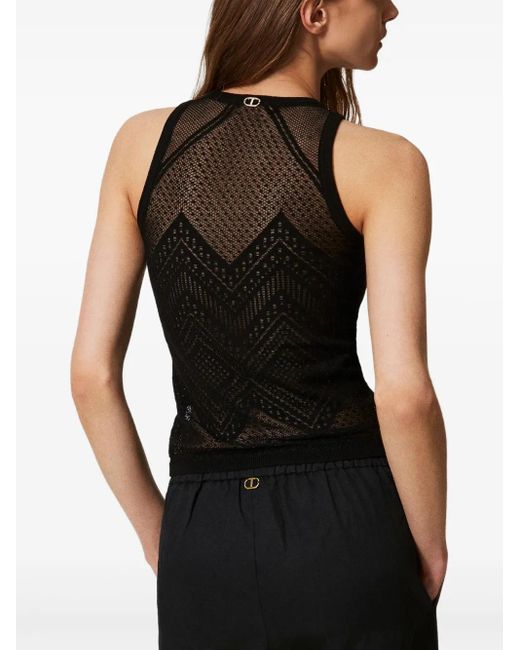 Twinset Black Mesh Tank Top