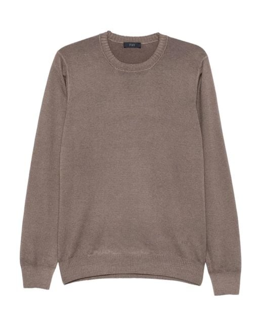 Fay Brown Crew-Neck Wool Sweater for men