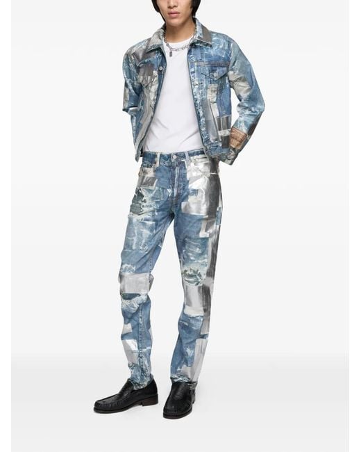 Acne Blue Jean Droit À Design Patchwork for men