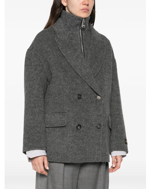 ERMANNO FIRENZE Black Double-Breasted Zip-Fastening Jacket
