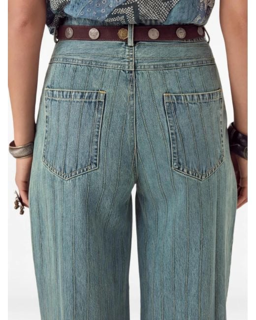 MAISON HOTEL Blue Lucky Stripe-Pattern Jeans