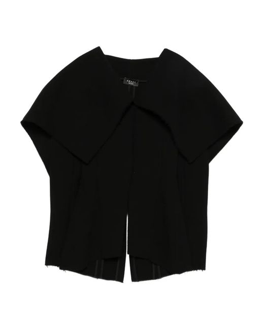 A.W.A.K.E. MODE Black Wide-Collar Long-Sleeve Jacket