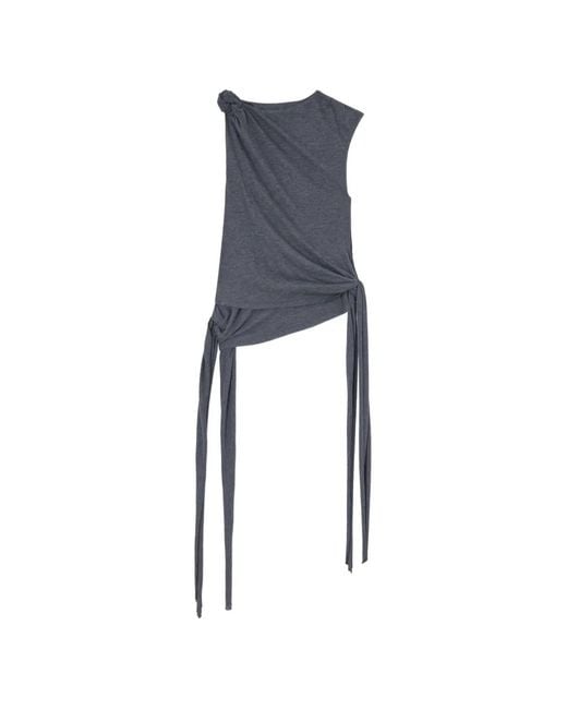 Ganni Blue Haut À Nœud Et Design Dans Manches