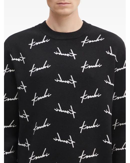 Ksubi Black Skript Signature Pattern Crew-Neck Sweater for men