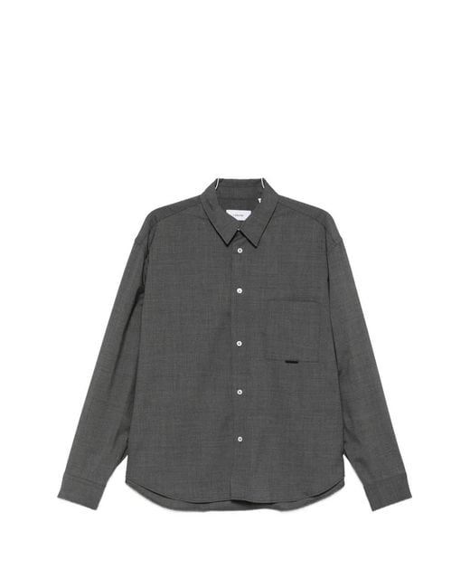 Lardini Gray Chest-Pocket Button-Up Shirt for men