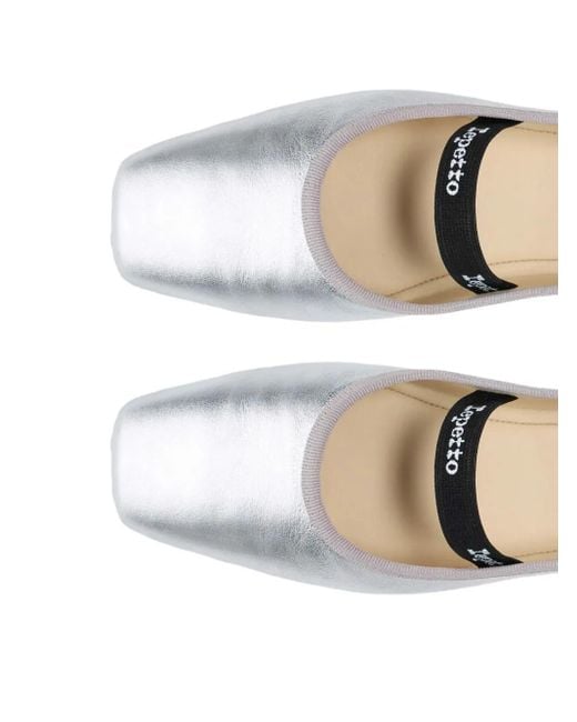 Repetto White Lisbeth Square-Toe Strap Ballet Flats