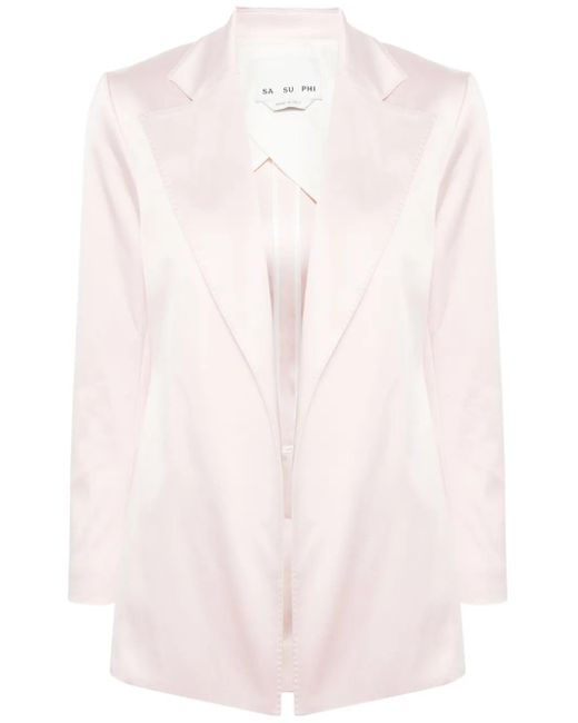 Sa Su Phi Pink Silk Notch-Lapel Blazer