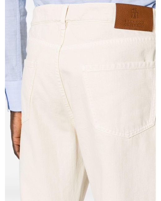 Jeans dritti a vita media di Brunello Cucinelli in White da Uomo